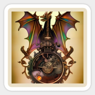 Steampunk Clockwork Dragon with Rainbow Wings Sticker